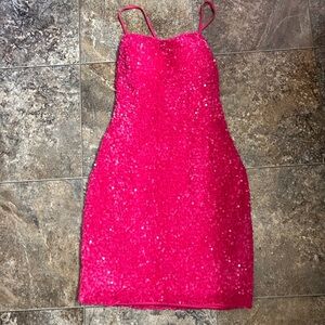 Elegant Pink Sequin Prom Dress